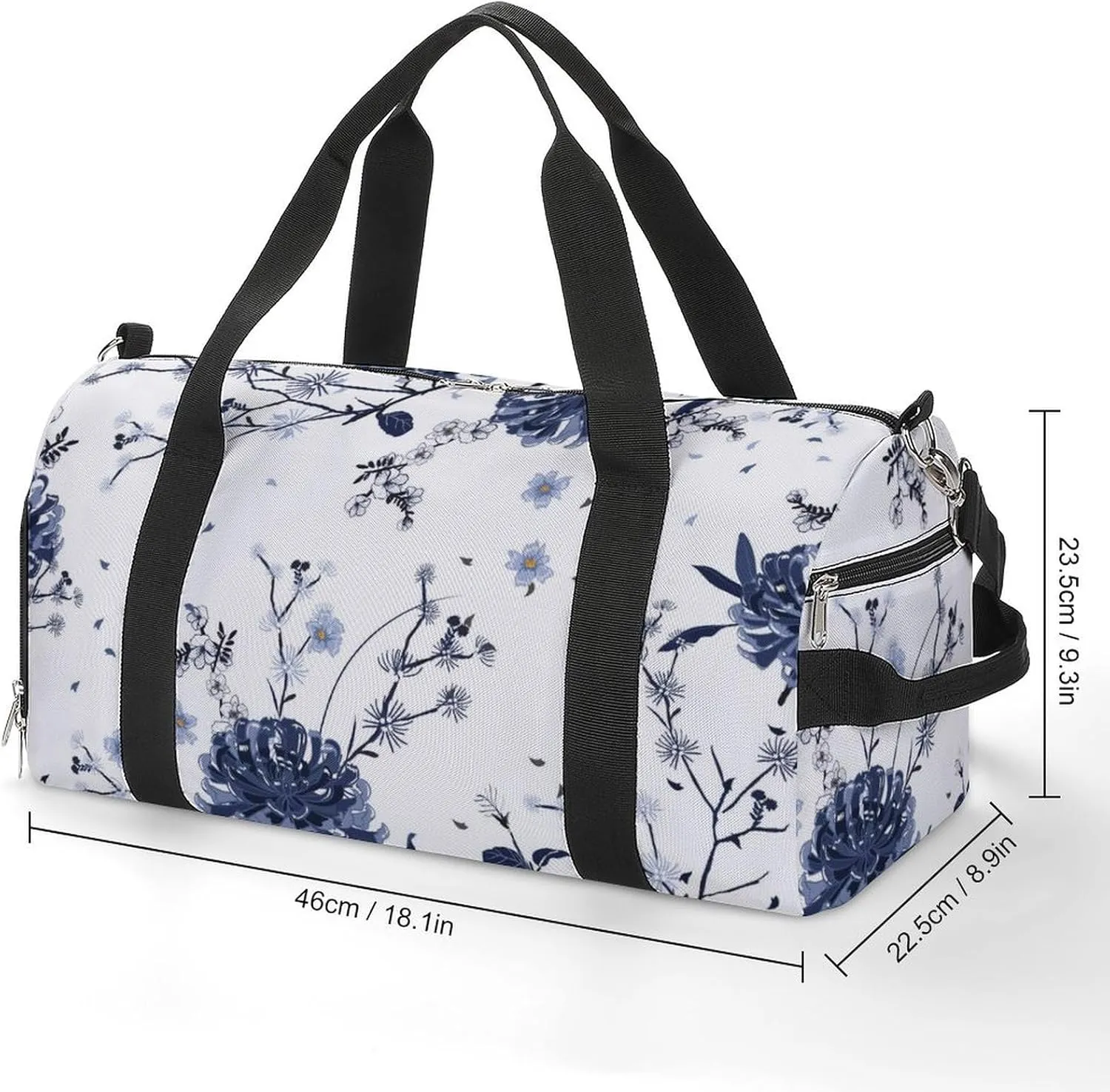 Gym Duffel Bag with Shoe Compartment Wet Pocket, Monotone Blue Travel Bag for Men Women