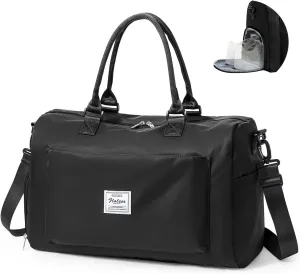 Gym Duffle Bag for Women, Mens, Sports (Black-L, Large)