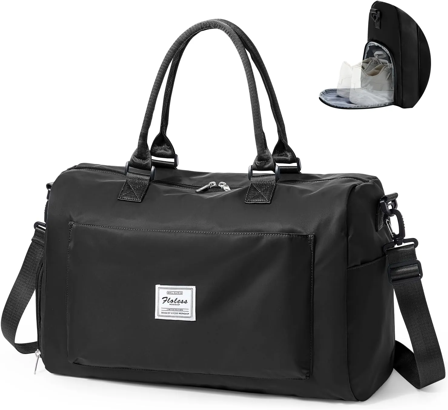 Gym Duffle Bag for Women, Mens, Sports (Black-L, Large)