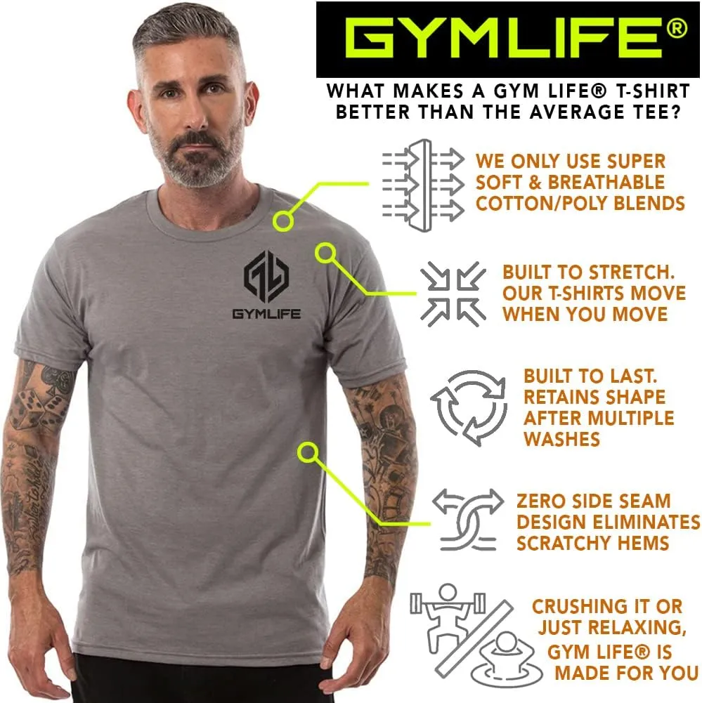 Gym Life Men's Power Up Athletic Performance Short Sleeve Workout T-Shirt, Black