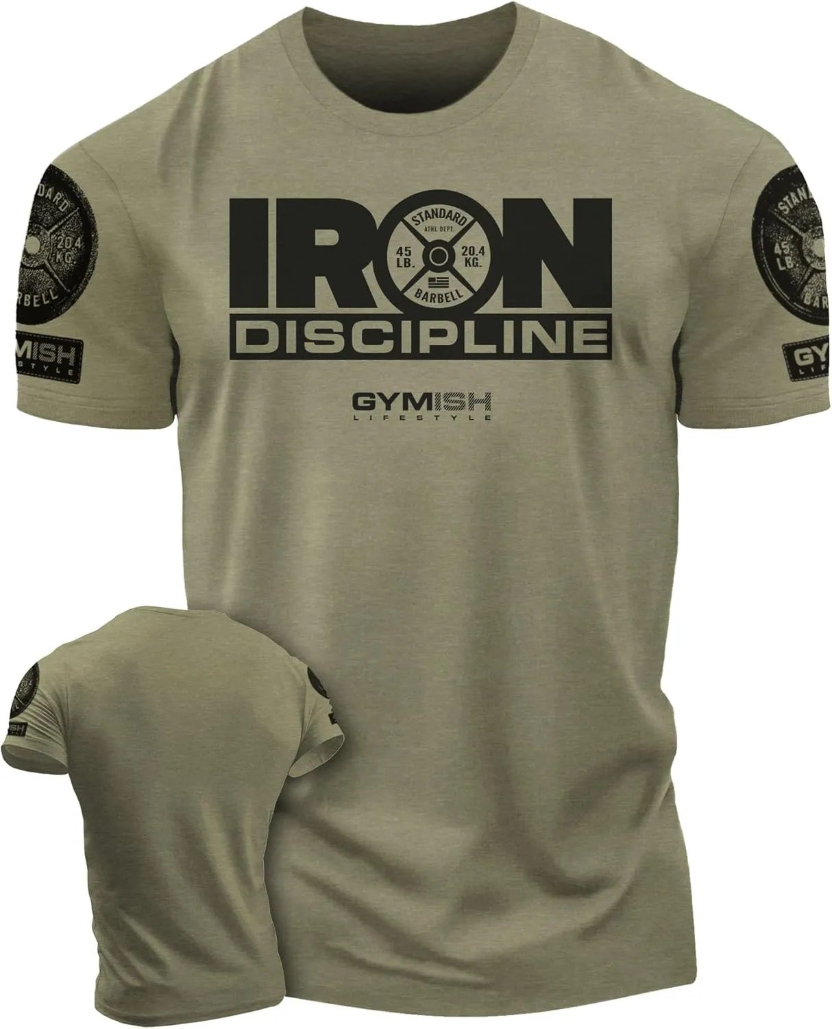 Gymish Lifestyle Iron Discipline Gym Workout Shirt for Men Motivational T-Shirt (3XL, Iron Discipline Military Green)