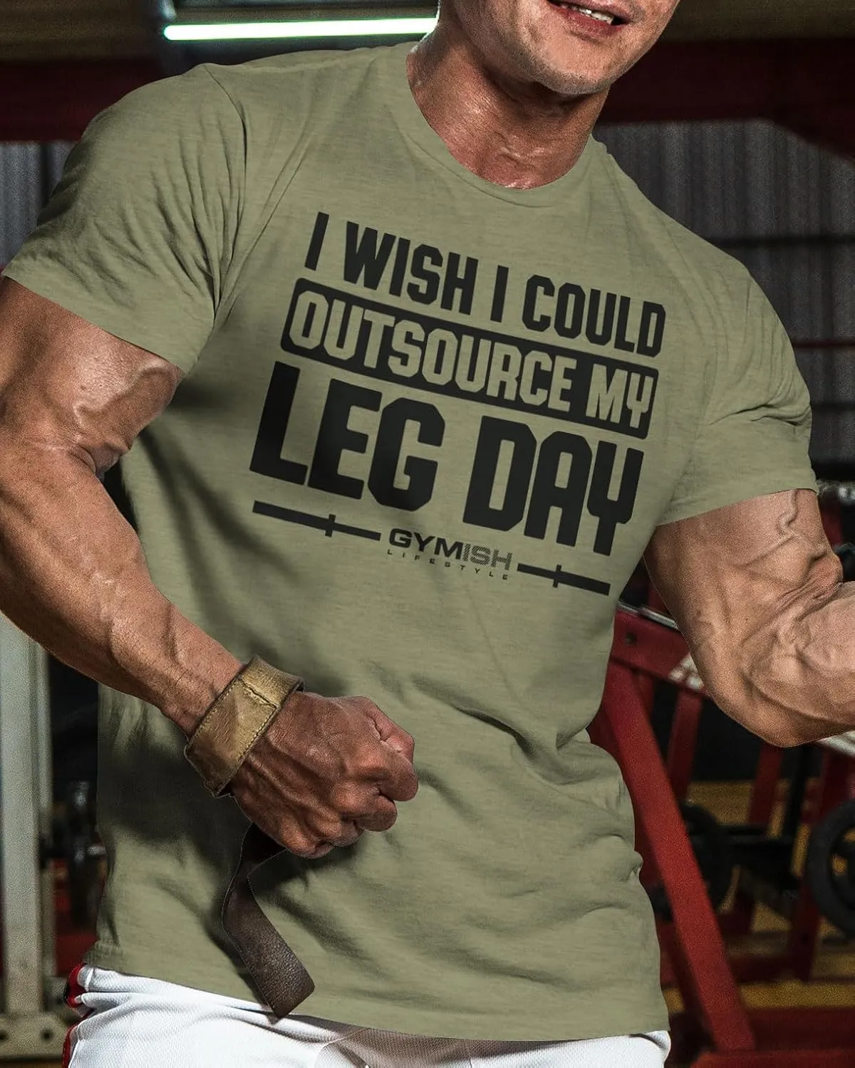 Gymish Lifestyle Outsource Leg Day Mens Bodybuilding T-Shirts Graphic Tees Short Sleeve Workout Shirt