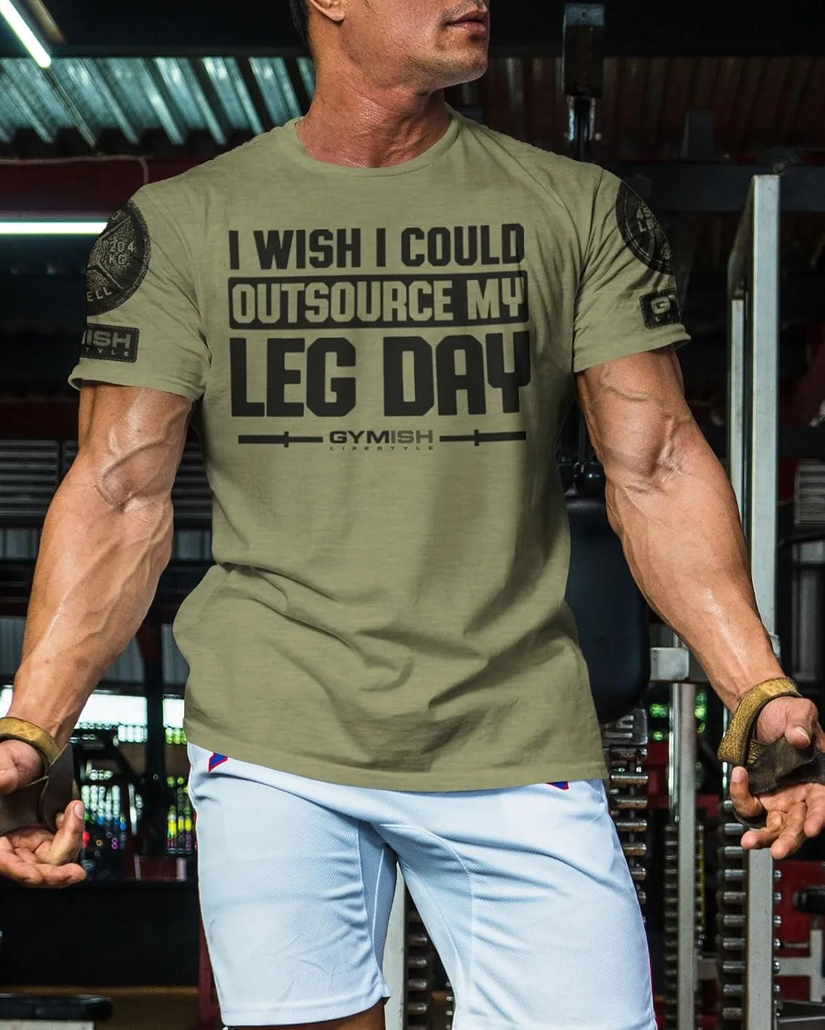 Gymish Lifestyle Outsource Leg Day Mens Bodybuilding T-Shirts Graphic Tees Short Sleeve Workout Shirt
