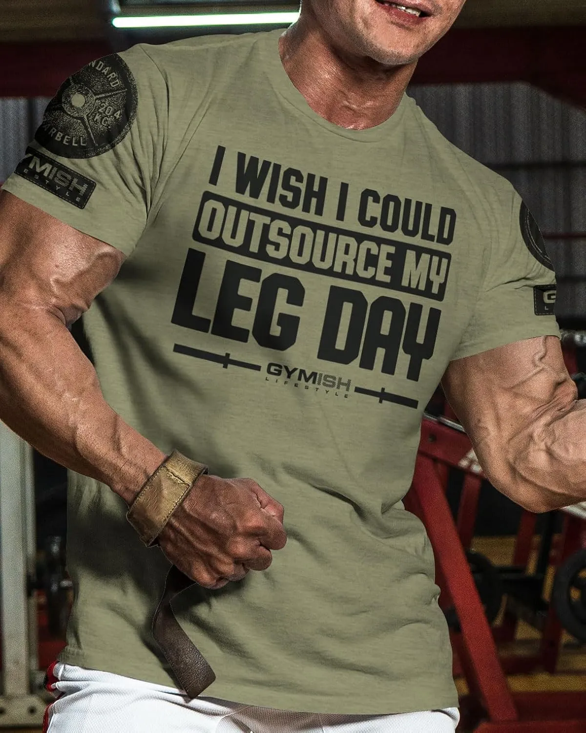 Gymish Lifestyle Outsource Leg Day Mens Bodybuilding T-Shirts Graphic Tees Short Sleeve Workout Shirt