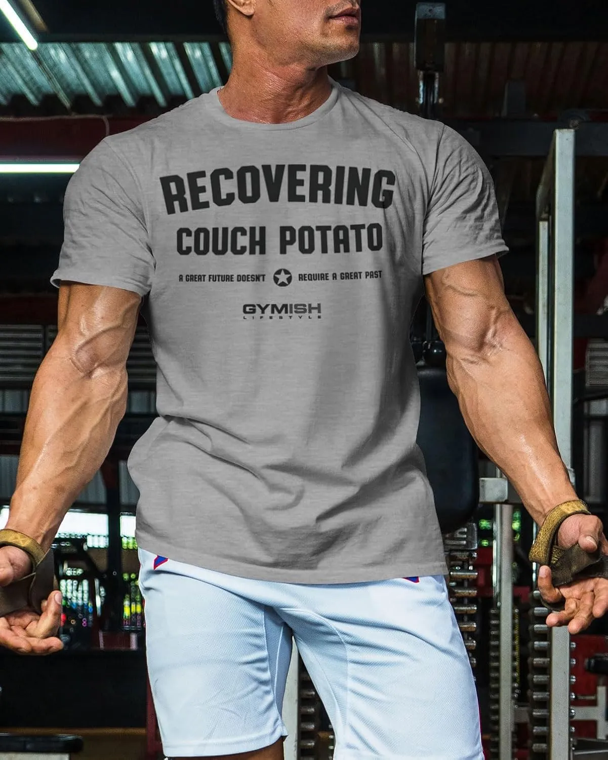 Gymish Lifestyle Recovering Couch Potato Gym Workout T-Shirt for Weightlifting