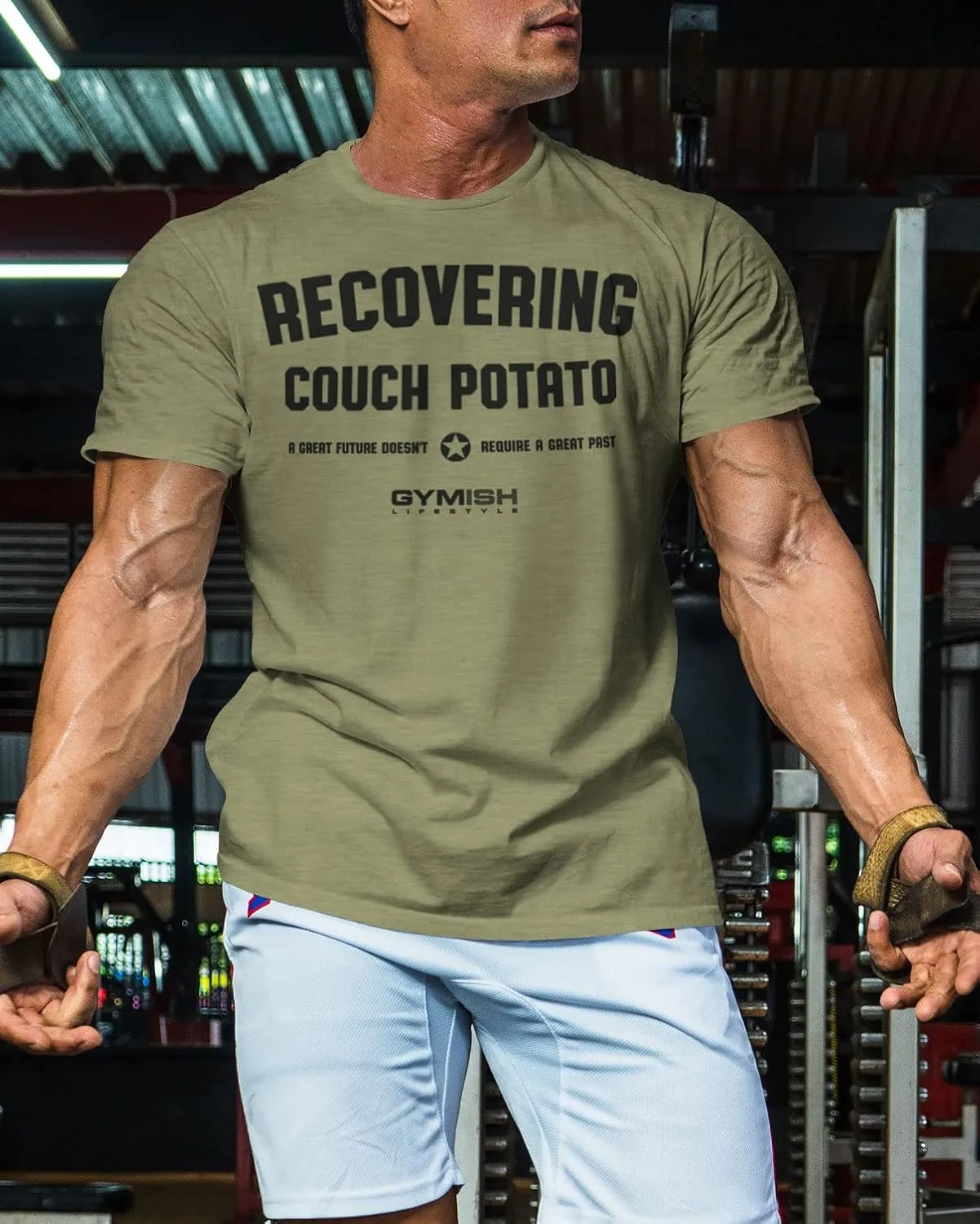 Gymish Lifestyle Recovering Couch Potato Gym Workout T-Shirt for Weightlifting