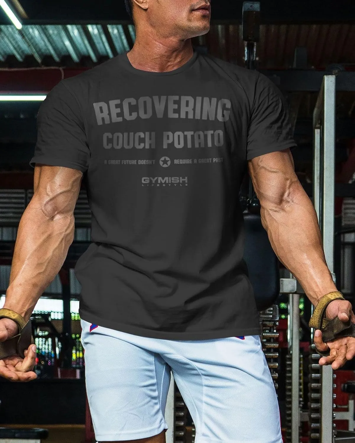 Gymish Lifestyle Recovering Couch Potato Gym Workout T-Shirt for Weightlifting