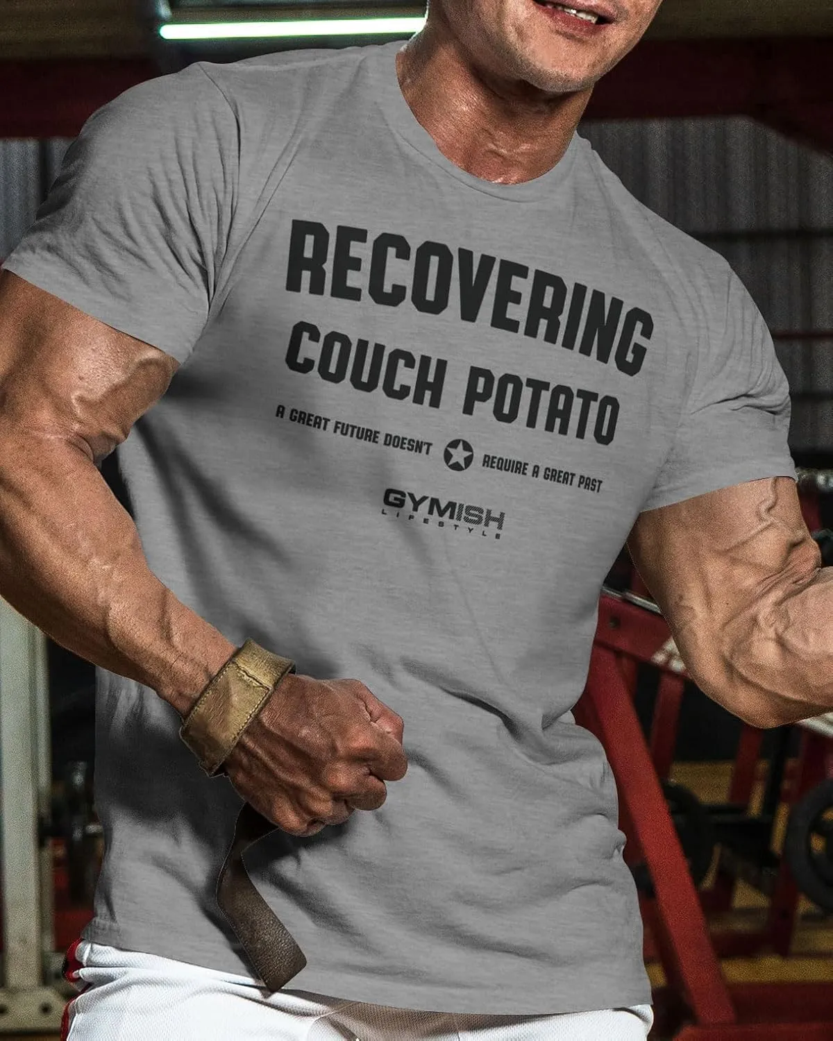 Gymish Lifestyle Recovering Couch Potato Gym Workout T-Shirt for Weightlifting