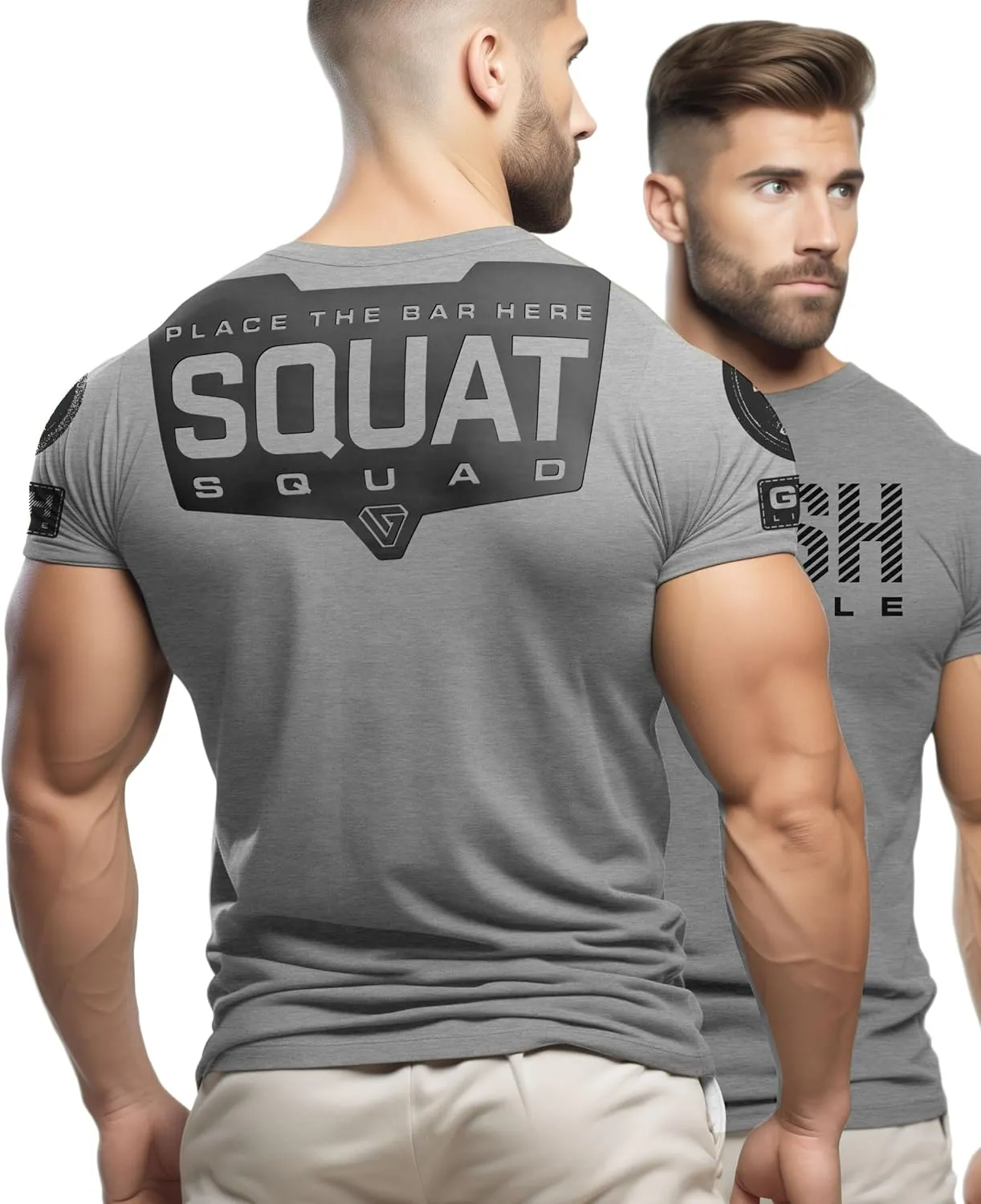 Gymish Lifestyle Squat Squad Rubber Back Protection Layer Gym Workout Shirt for Men