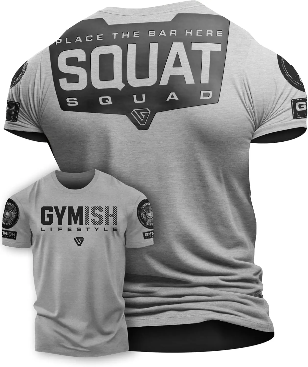 Gymish Lifestyle Squat Squad Rubber Back Protection Layer Gym Workout Shirt for Men