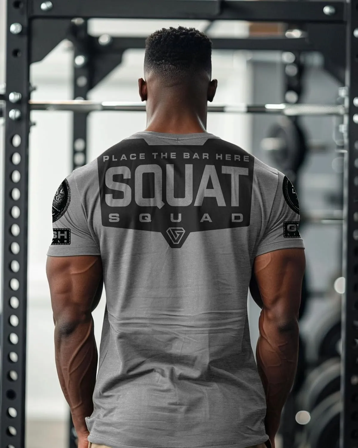Gymish Lifestyle Squat Squad Rubber Back Protection Layer Gym Workout Shirt for Men