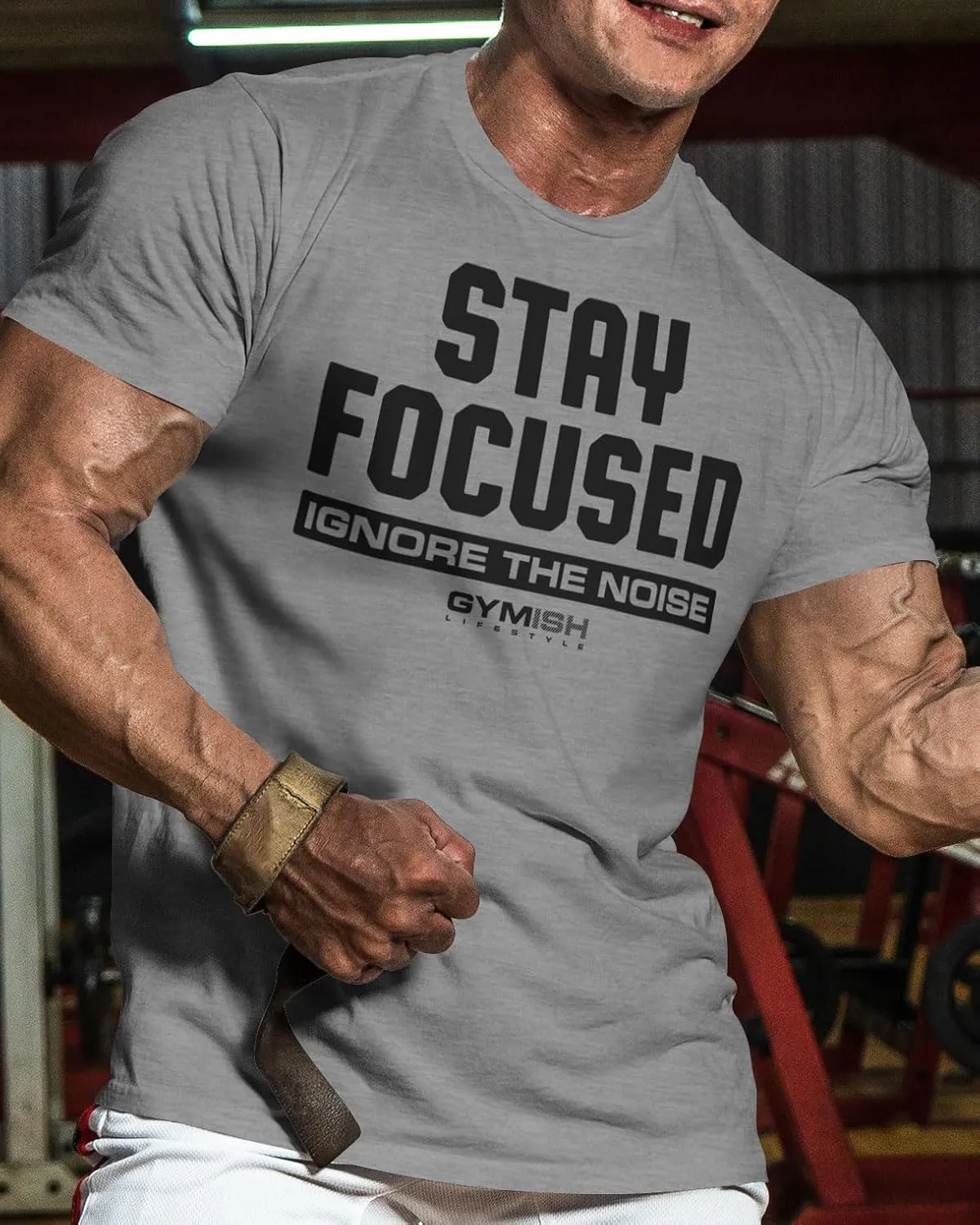 Gymish Lifestyle Stay Focused Mens Bodybuilding T-Shirts Graphic Tees Short Sleeve Workout Shirt