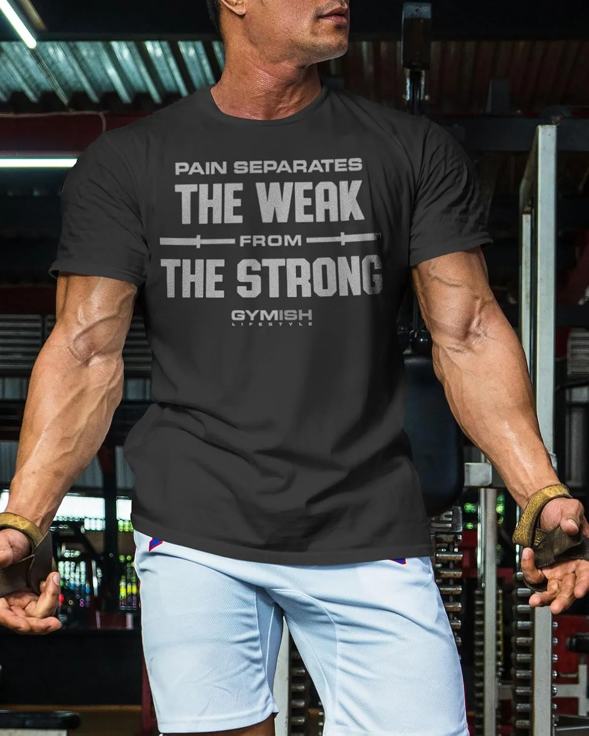 Gymish Lifestyle Weak to Strong Mens Bodybuilding T-Shirts Graphic Tees Short Sleeve Workout Shirt