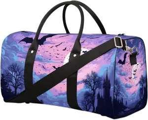 Halloween Theme Bat Travel Duffel Bag for Women Men Waterproof Foldable Overnight Weekender Bag Large Capacity Sports Gym Bag