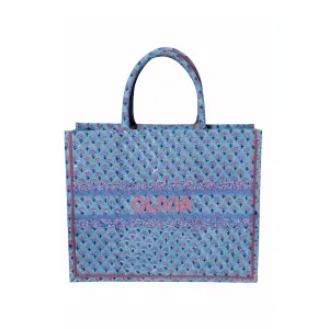 Hand Block Printed Tote - Blue