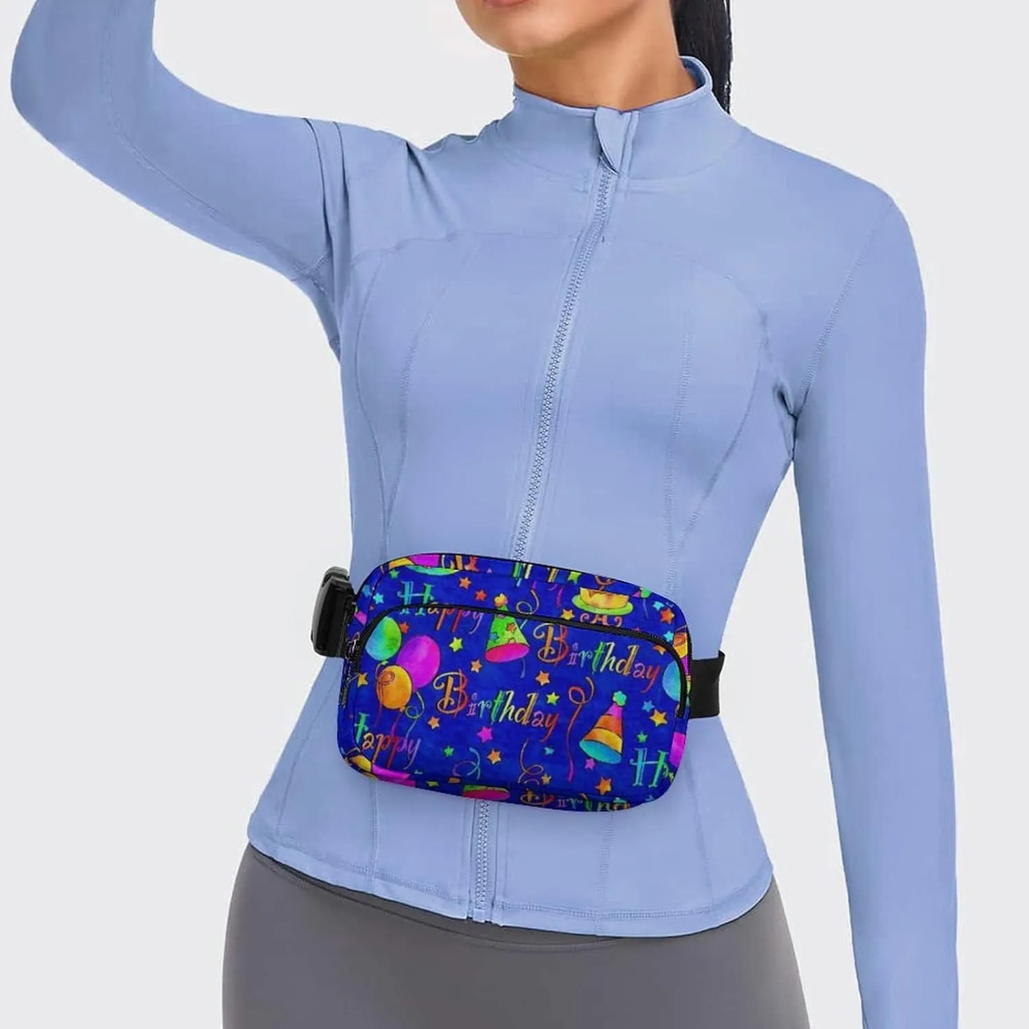 Happy Birthday Blue Cake Convenient And Efficient Fully Printed Waist Bag