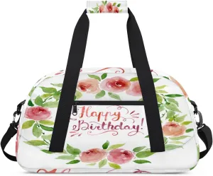 Happy Birthday Gym Duffel Bag for Men Women Garland Sports Tote Bag with Adjustable Shoulder Strap for Dance Gymnastics Traveling Outdoor Camping Overnight Stay