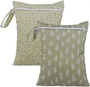 HappyFlute 2pcs Wet Bag Waterproof Bag Set-Cactus and Animal Pattern Wet Bag for Towels,Diaper Bag,Swim Bag,Beach Bag,Gym Bag,Wet/Dry Bag,Wet Clothes Bag,Wet Swimsuit Bag,10.2x14.4 inches.(Flower)
