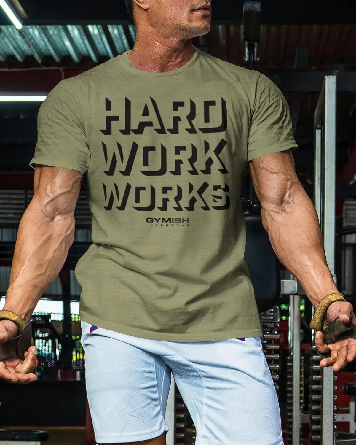 Hard Work Works Gym Workout Shirts for Men Funny Sayings Cool Lifting T-Shirt