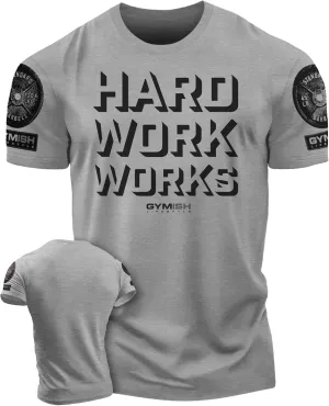 Hard Work Works Gym Workout Shirts for Men Funny Sayings Cool Lifting T-Shirt
