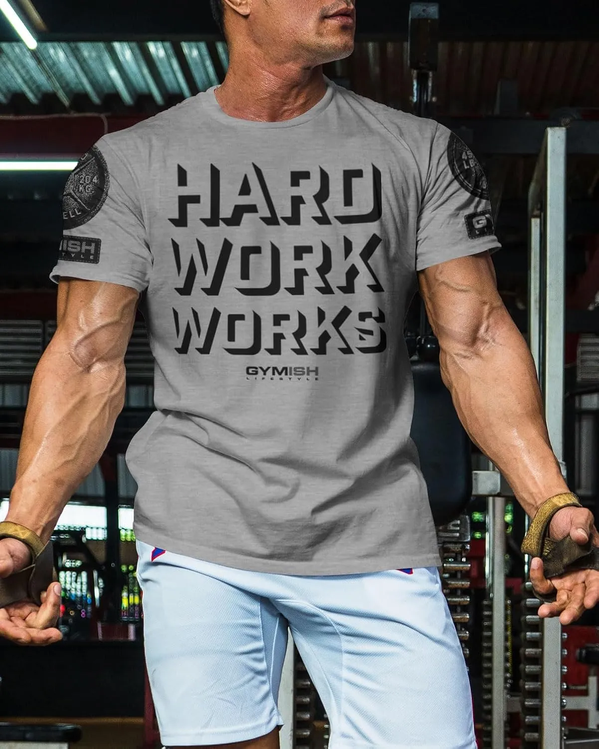 Hard Work Works Gym Workout Shirts for Men Funny Sayings Cool Lifting T-Shirt