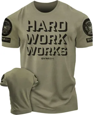 Hard Work Works Gym Workout Shirts for Men Funny Sayings Cool Lifting T-Shirt