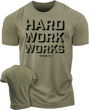 Hard Work Works Gym Workout Shirts for Men Funny Sayings Cool Lifting T-Shirt
