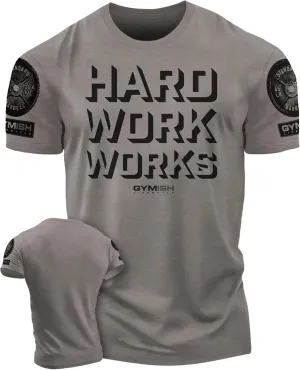 Hard Work Works Gym Workout Shirts for Men Funny Sayings Cool Lifting T-Shirt