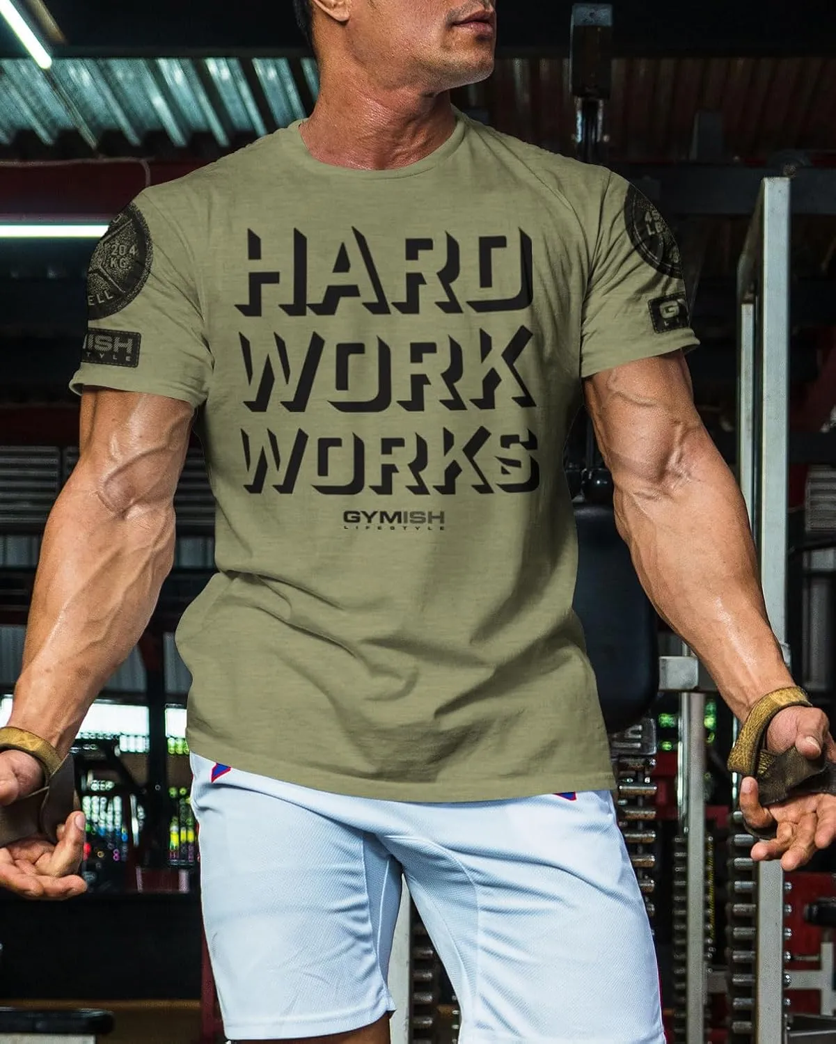 Hard Work Works Gym Workout Shirts for Men Funny Sayings Cool Lifting T-Shirt