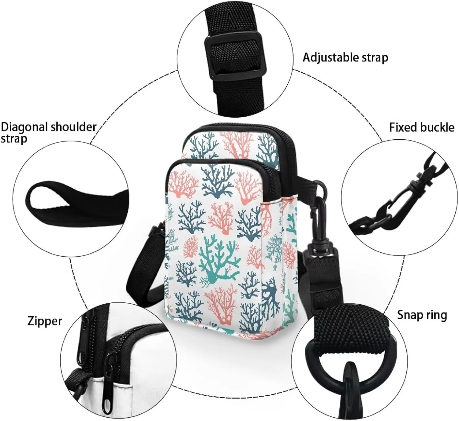 Hawaiian Tribal Small Crossbody Bags for Women Cell Phone Bag Purse, Sea Turtle Zipper Sling Purses Shoulder Bag