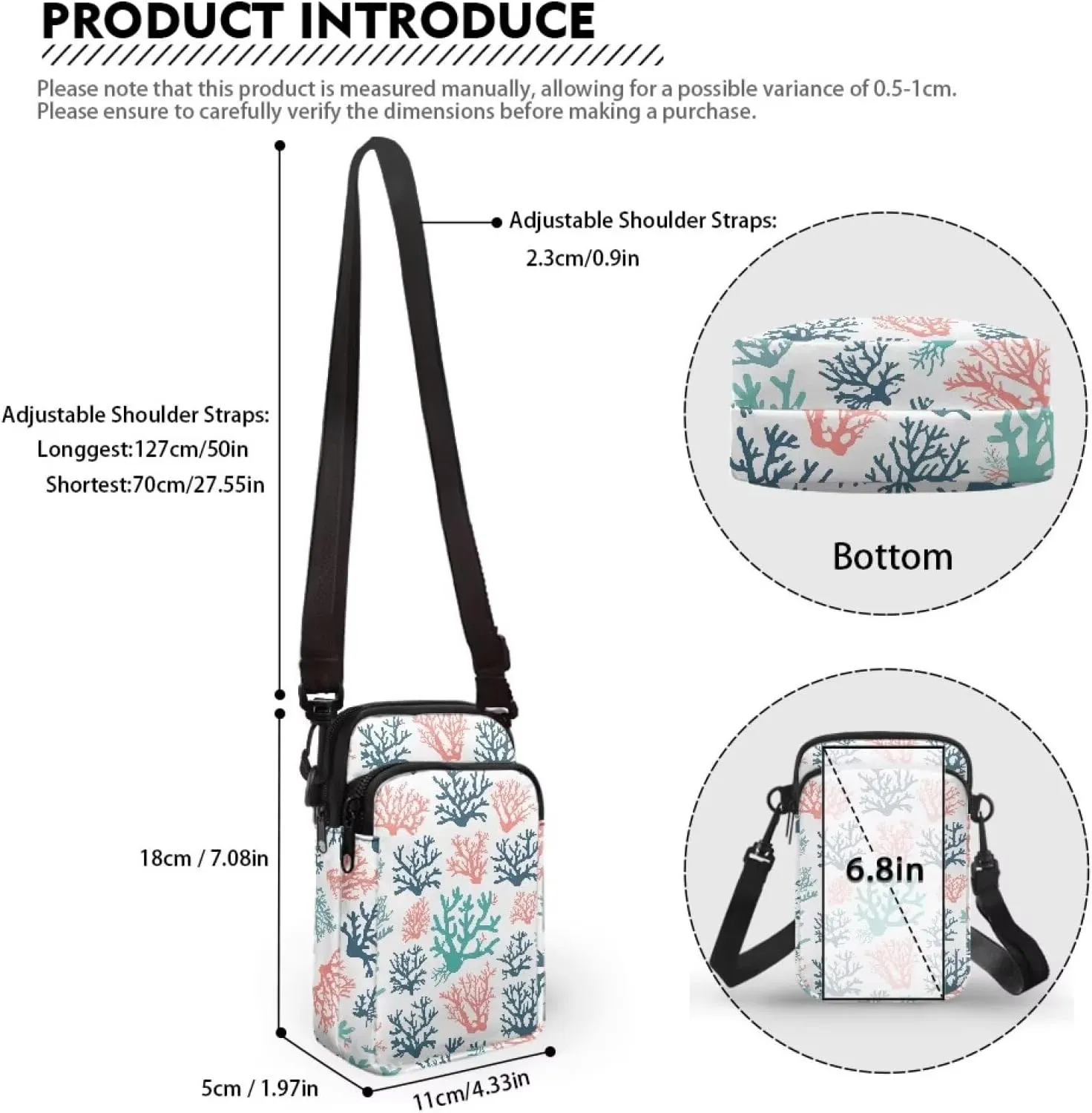 Hawaiian Tribal Small Crossbody Bags for Women Cell Phone Bag Purse, Sea Turtle Zipper Sling Purses Shoulder Bag