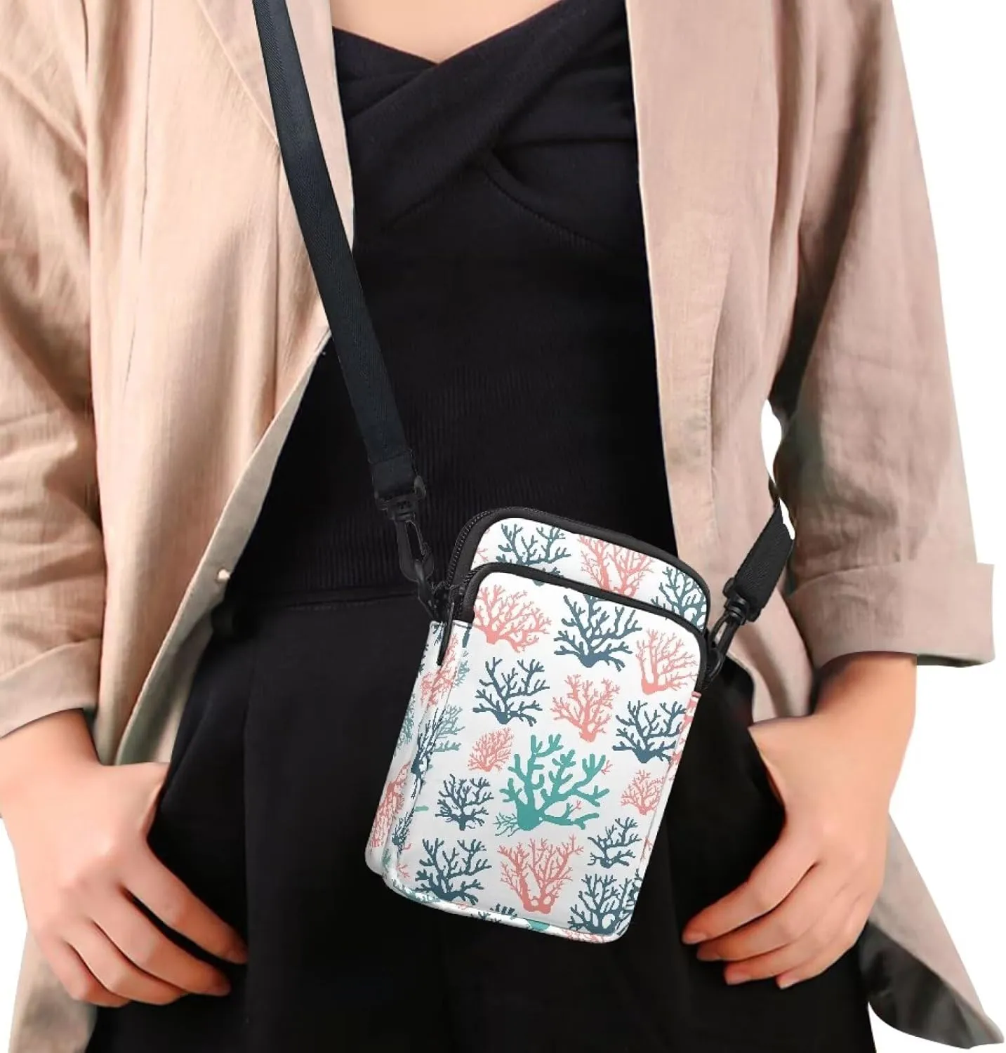 Hawaiian Tribal Small Crossbody Bags for Women Cell Phone Bag Purse, Sea Turtle Zipper Sling Purses Shoulder Bag