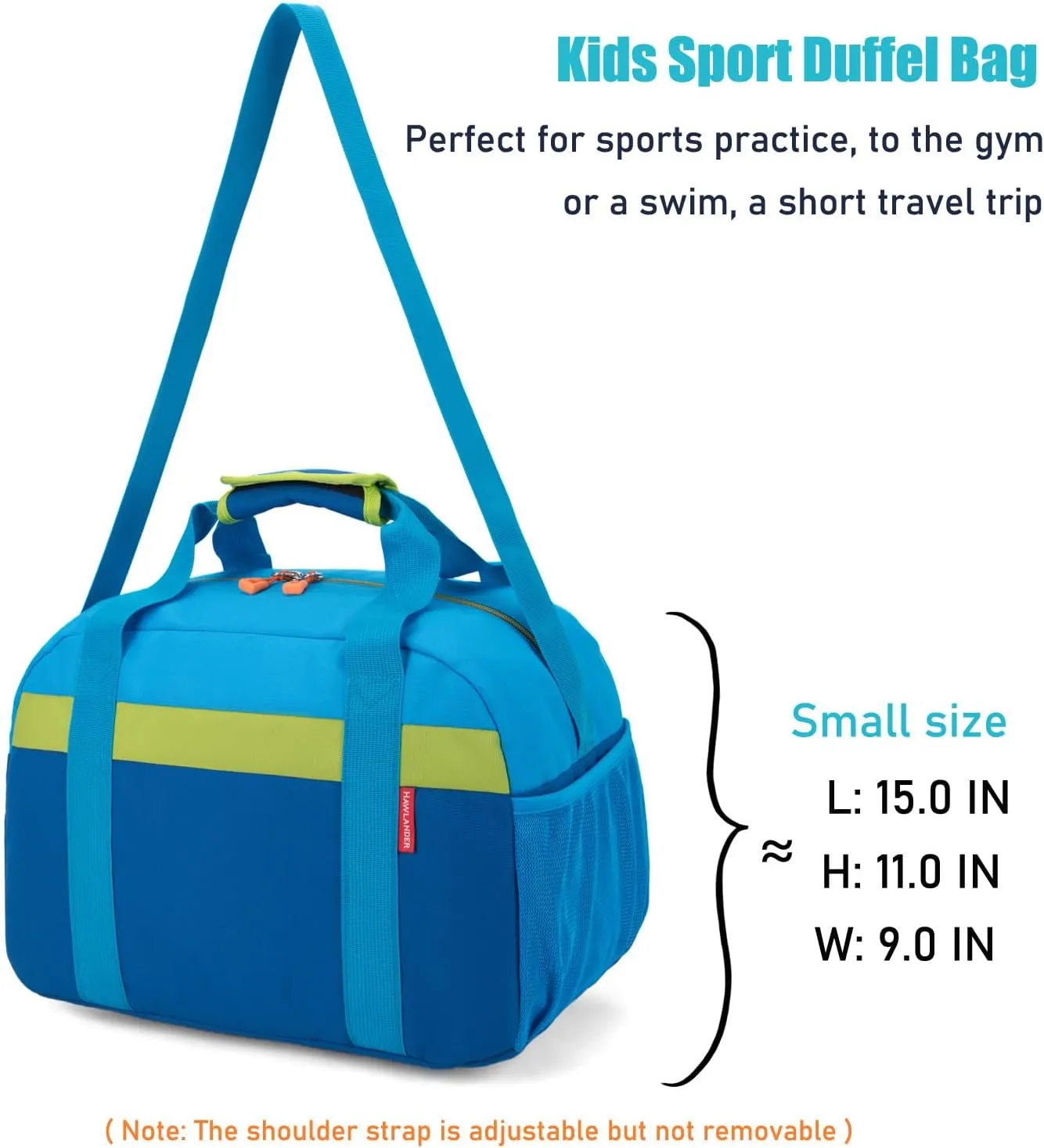 HawLander Small Duffle Bag for Kids Boys or Girls, Gym Bag for Sports (Blue)