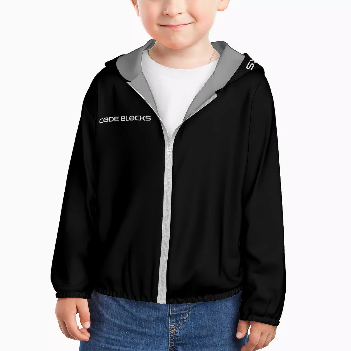 HC_F2 Kids Sun Protective Lightweight Zipper Hoodie
