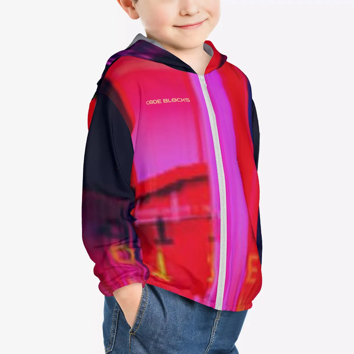 HC_F2 Kids Sun Protective Lightweight Zipper Hoodie