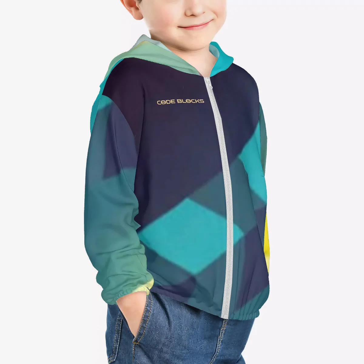 HC_F2 Kids Sun Protective Lightweight Zipper Hoodie