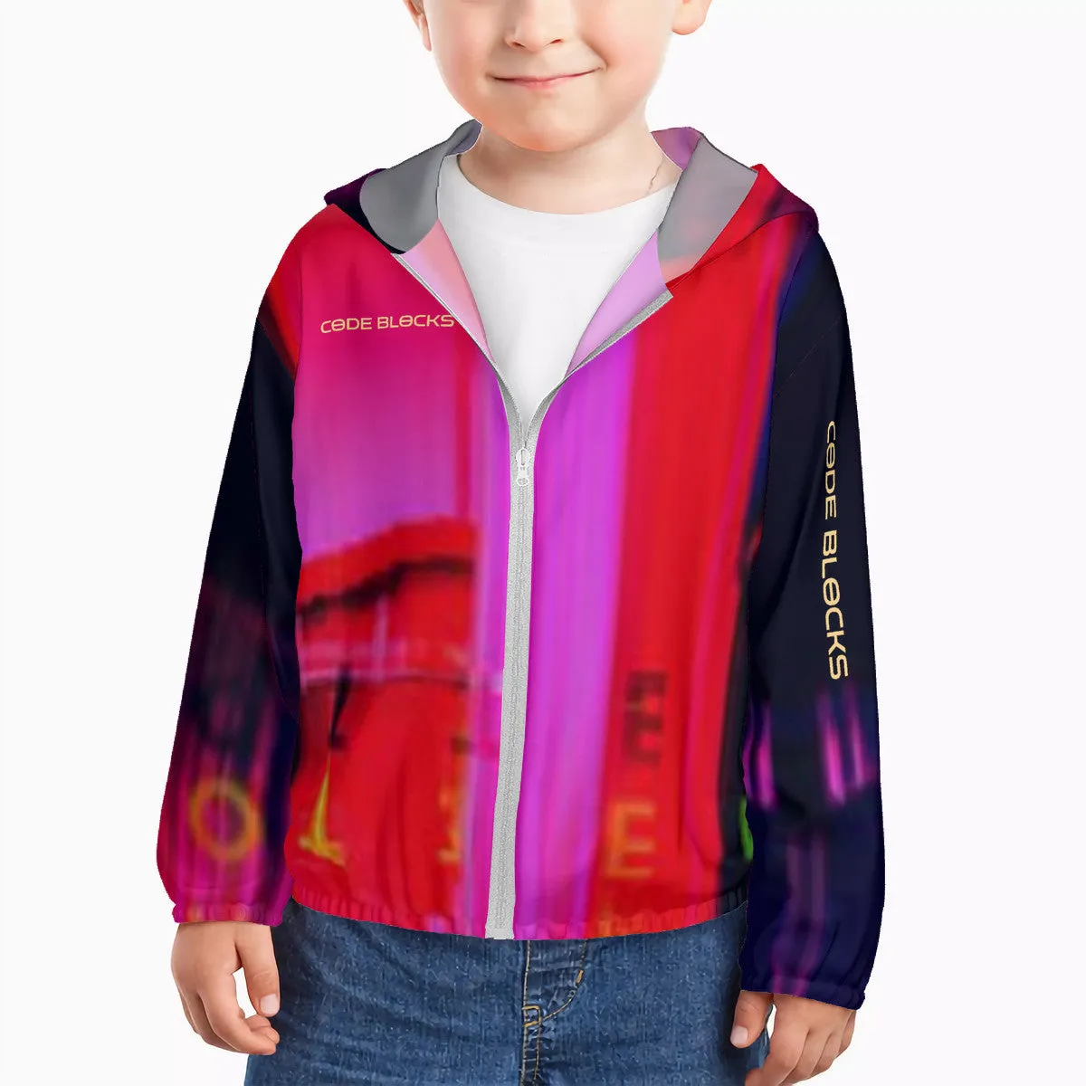 HC_F2 Kids Sun Protective Lightweight Zipper Hoodie