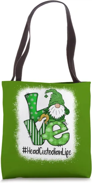 Head Custodian Love St Patricks Day Matching Gnome Shamrock Tote Bag