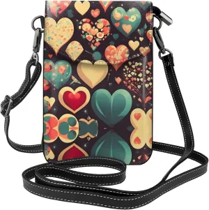 Heart Crush Flower Printed Women's Crossbody Phone Bag - Perfect for Travel and Shopping