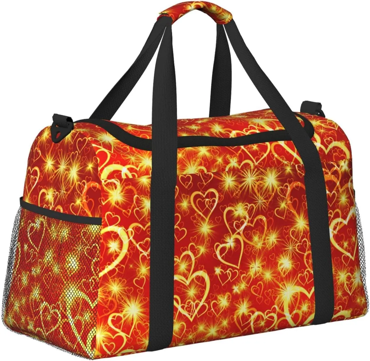 Heart Yellow Travel Duffel Bag Large Foldable Waterproof Overnight Bag For Beach Swim Bags Pool Sports Gym