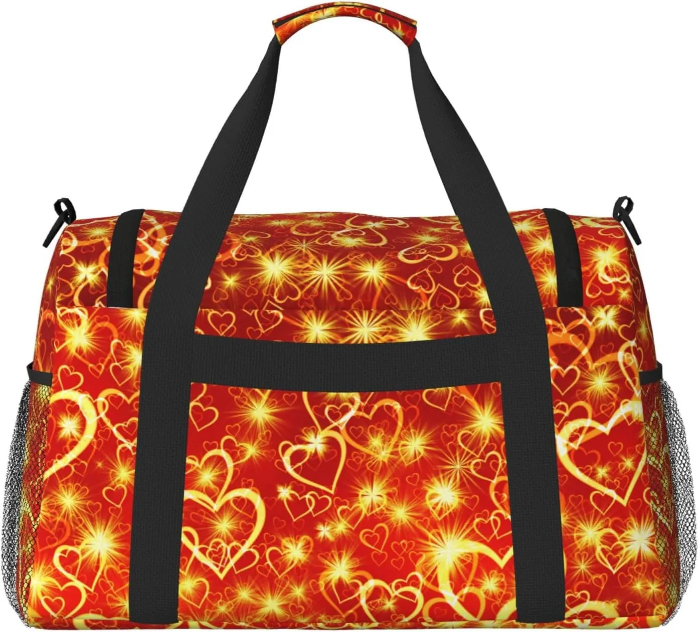 Heart Yellow Travel Duffel Bag Large Foldable Waterproof Overnight Bag For Beach Swim Bags Pool Sports Gym