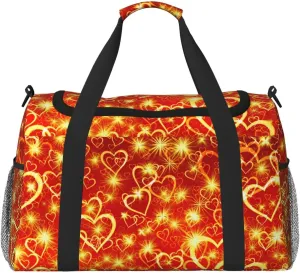 Heart Yellow Travel Duffel Bag Large Foldable Waterproof Overnight Bag For Beach Swim Bags Pool Sports Gym