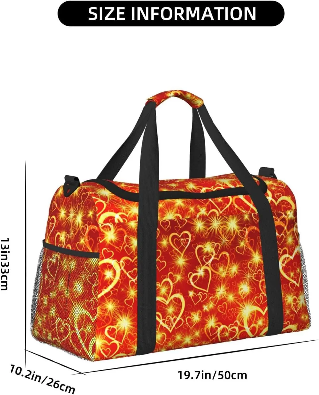 Heart Yellow Travel Duffel Bag Large Foldable Waterproof Overnight Bag For Beach Swim Bags Pool Sports Gym