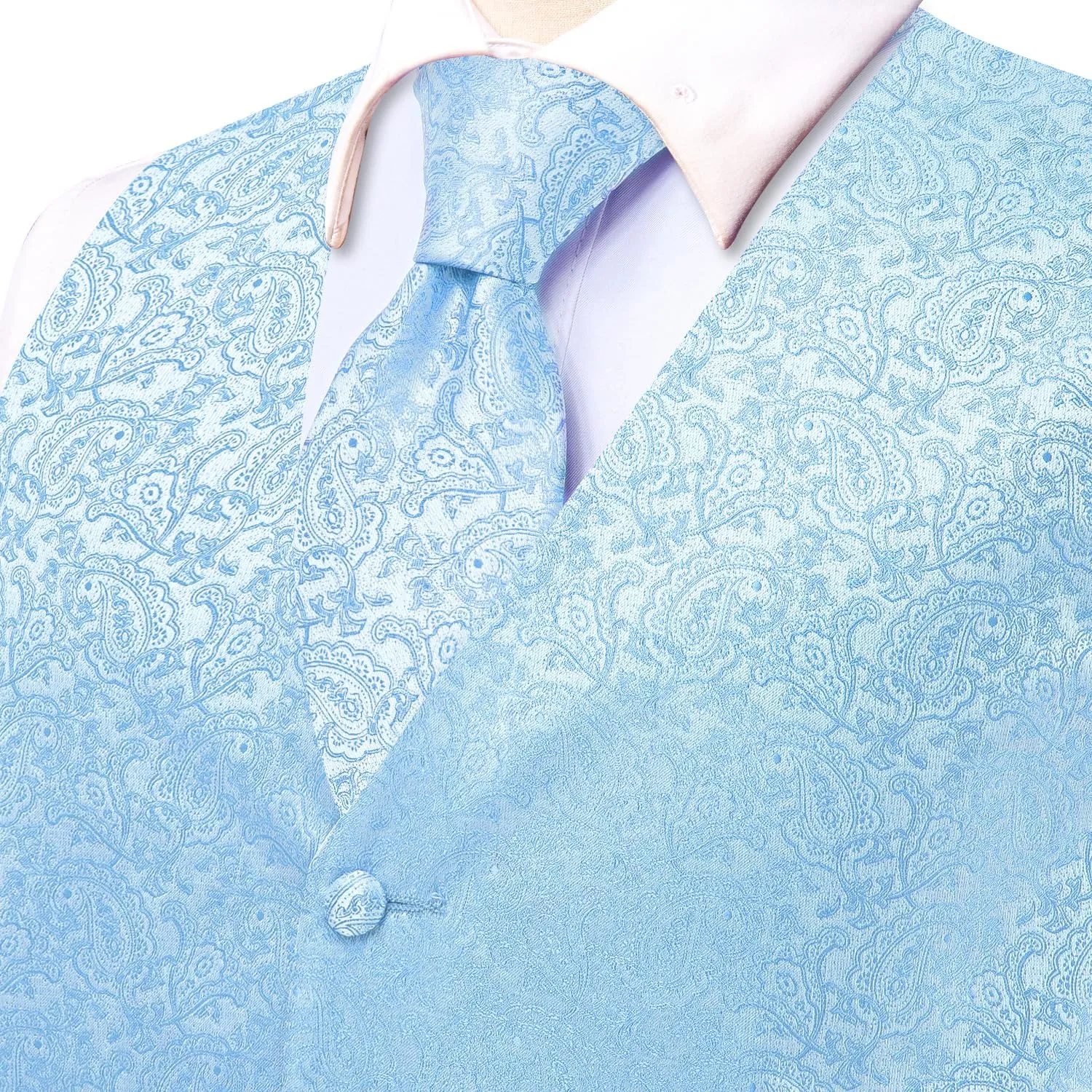 Hi-Tie Silk Mens Suit Vest and Tie Set Paisley Floral Jacquard Formal Dress Waistcoat For Tuxedo Wedding Party Business