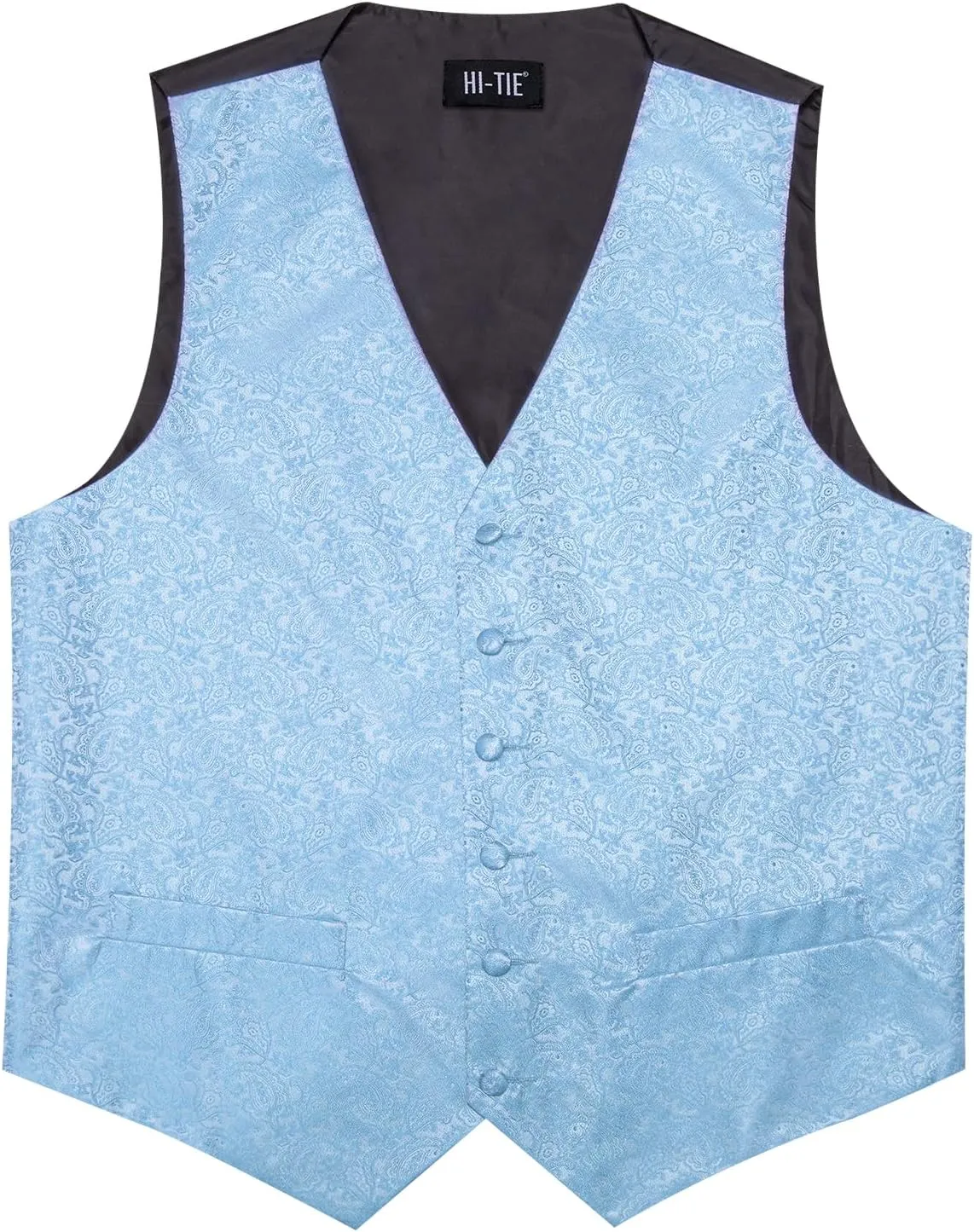 Hi-Tie Silk Mens Suit Vest and Tie Set Paisley Floral Jacquard Formal Dress Waistcoat For Tuxedo Wedding Party Business