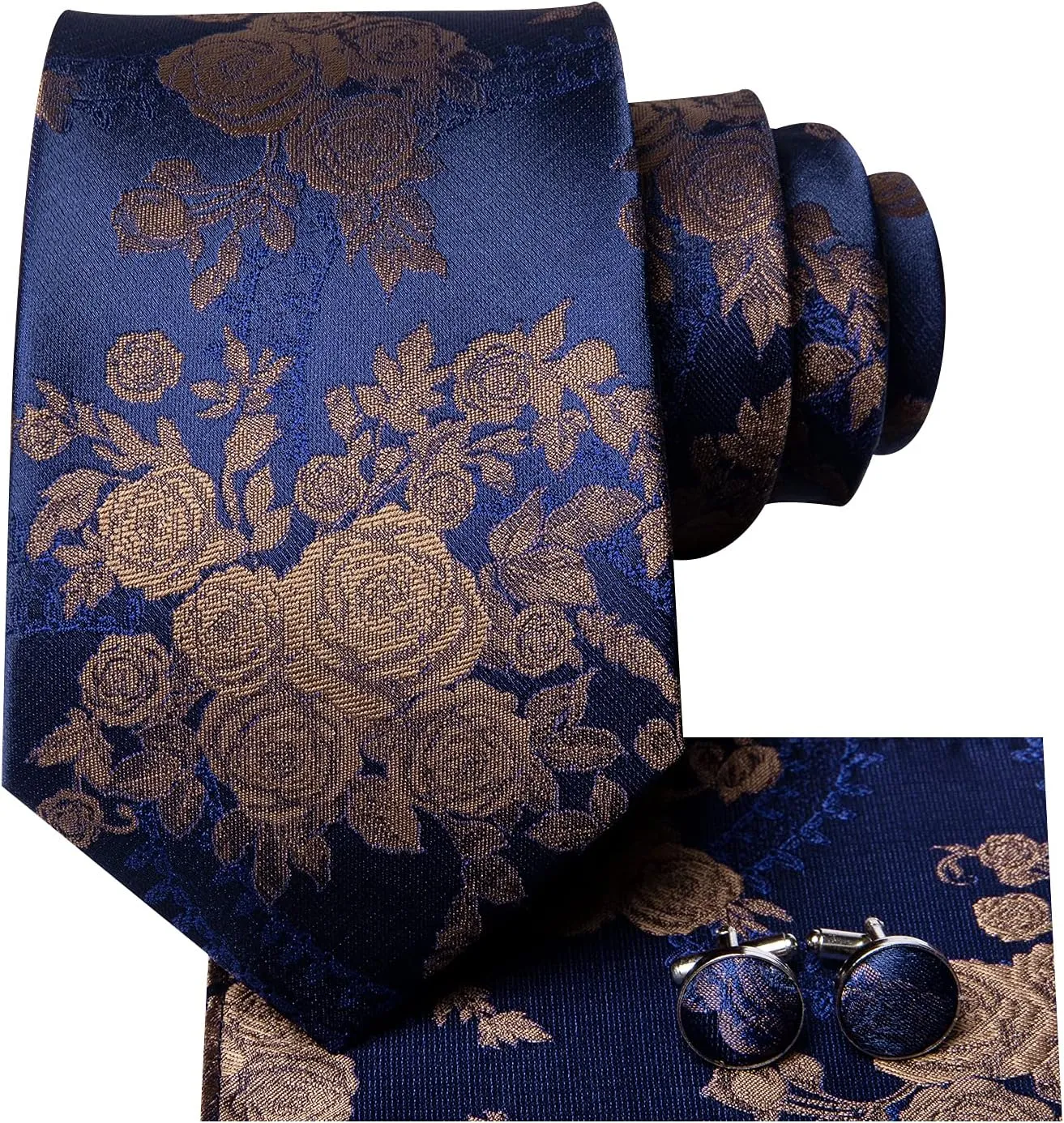 Hi-Tie Silk Ties for Men Plaid Paisley Striped Necktie Pocket Square Cufflinks Set Formal Business