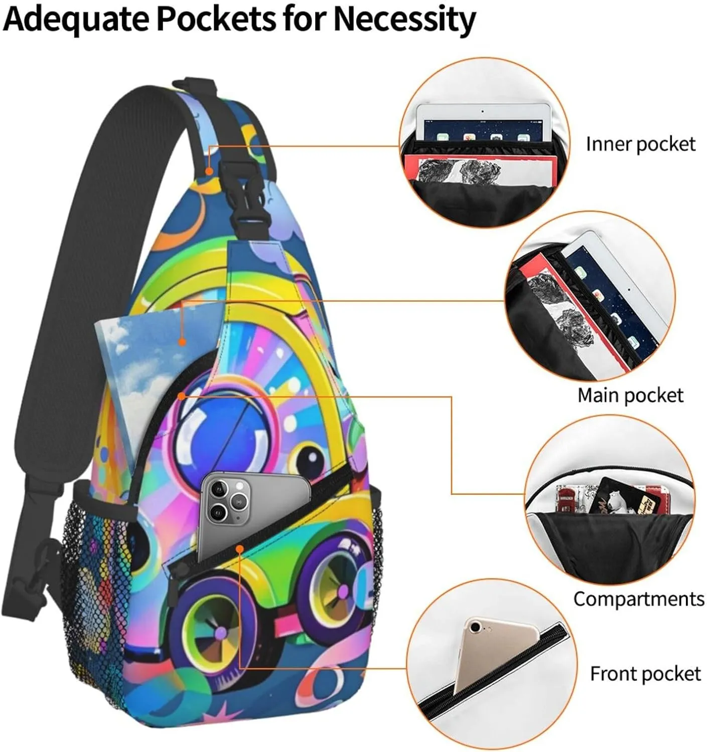 Hibiscus Flower Tropical Crossbody Bags Cross Chest Bag Adjustable Sling Backpack for Women Men