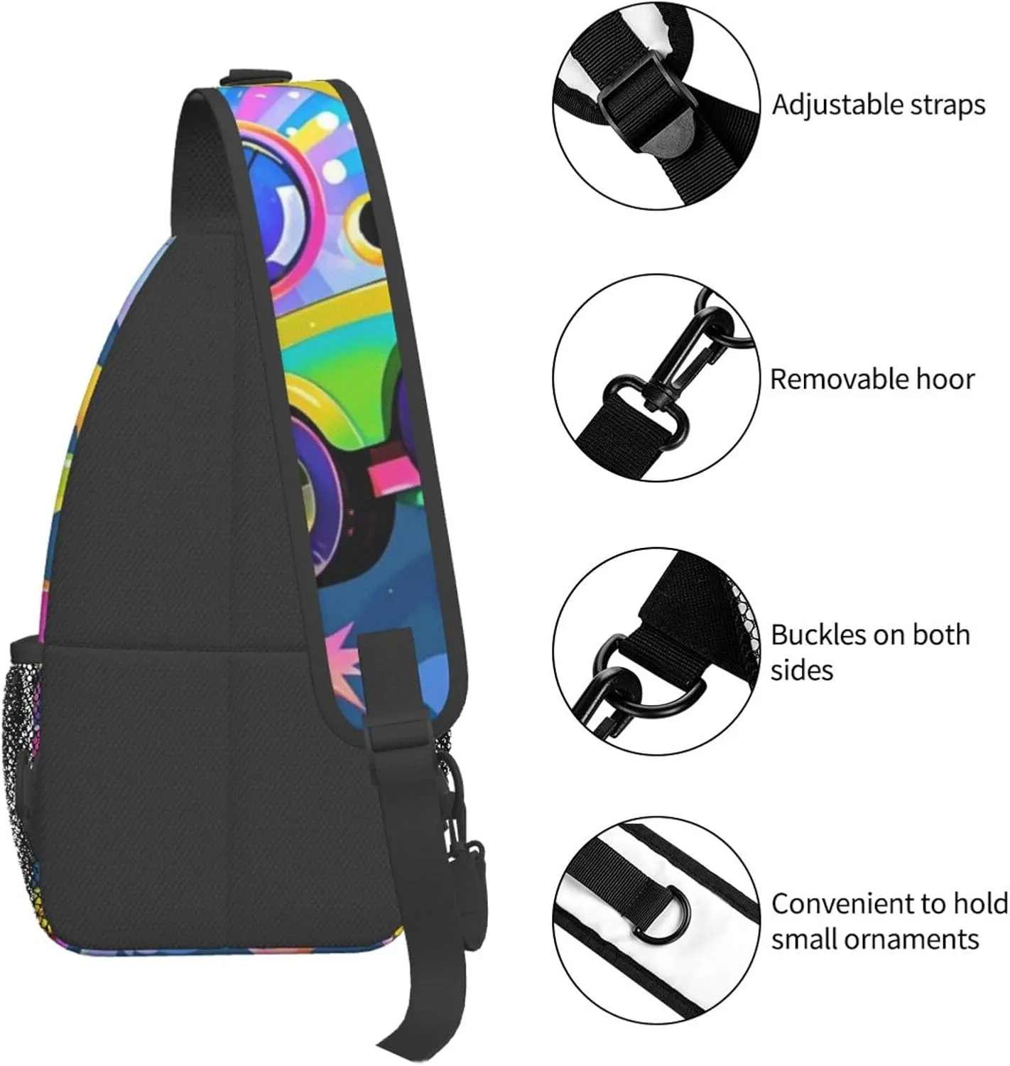 Hibiscus Flower Tropical Crossbody Bags Cross Chest Bag Adjustable Sling Backpack for Women Men