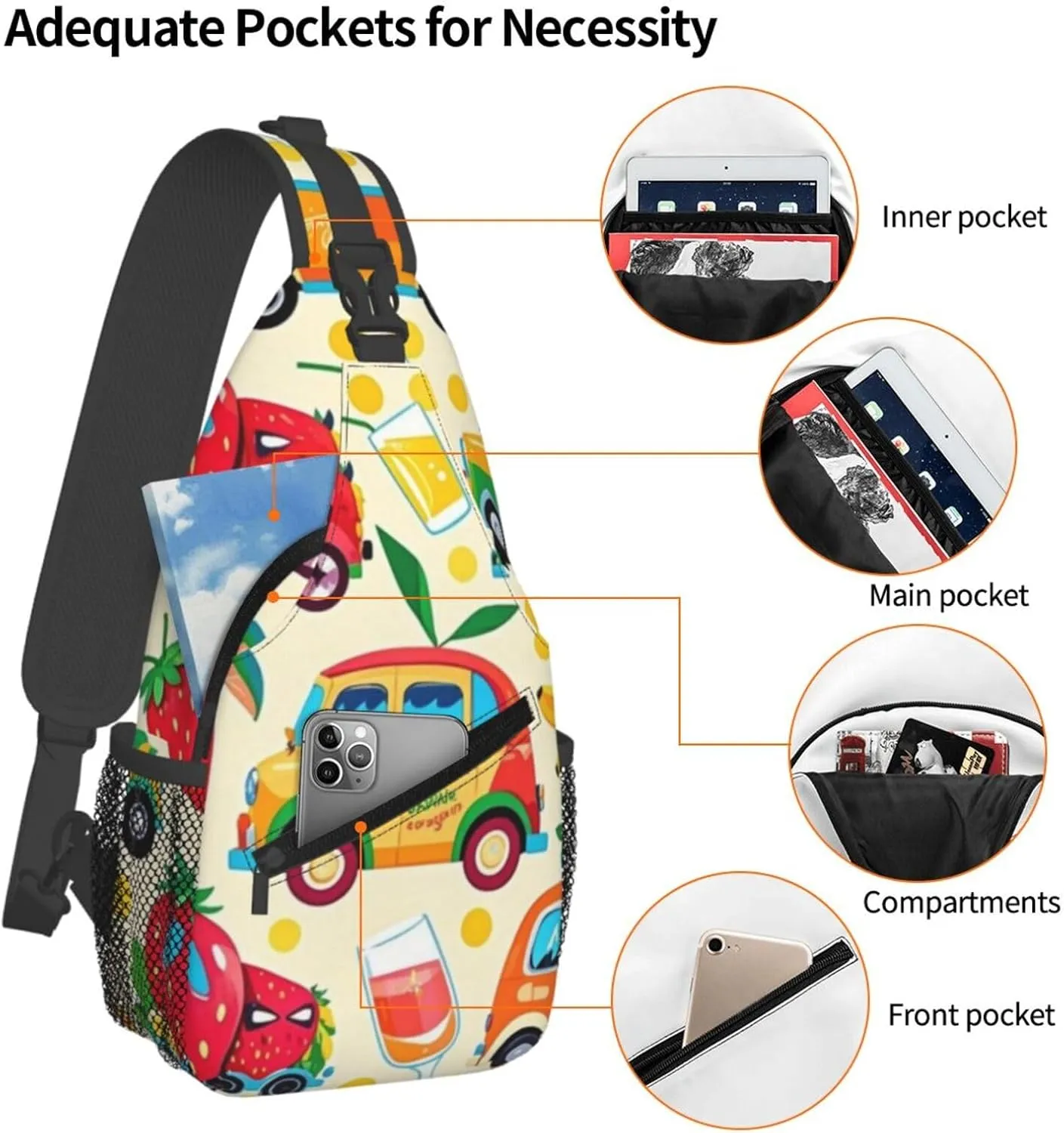 Hibiscus Flower Tropical Crossbody Bags Cross Chest Bag Adjustable Sling Backpack for Women Men