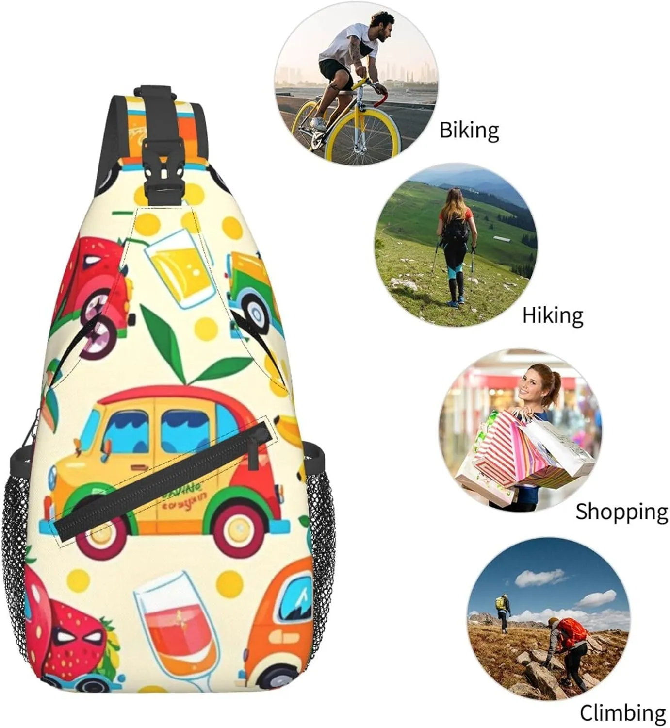Hibiscus Flower Tropical Crossbody Bags Cross Chest Bag Adjustable Sling Backpack for Women Men